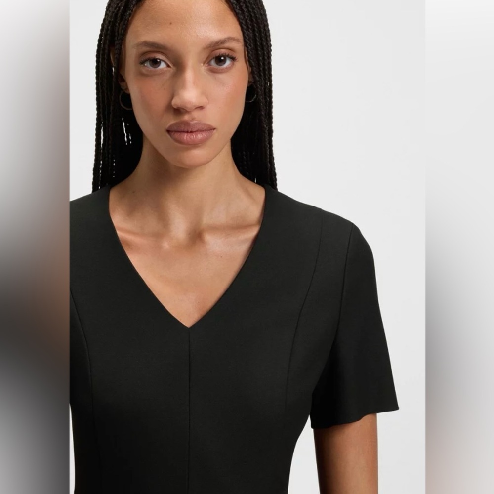 Hugo Boss Black V-Neck Short Sleeve Sheath Dress - Picture 5 of 15